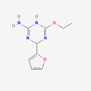 molecular formula C9H12N4O2 B13139465 4-Ethoxy-6-(furan-2-yl)-1,6-dihydro-1,3,5-triazin-2-amine 