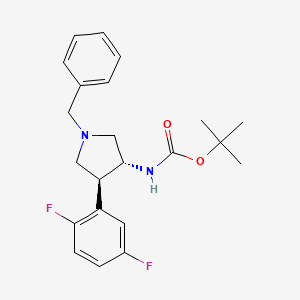 molecular formula C22H26F2N2O2 B13139474 tert-butyl (3R,4S)-1-benzyl-4-(2,5-difluorophenyl)pyrrolidin-3-ylcarbamate 