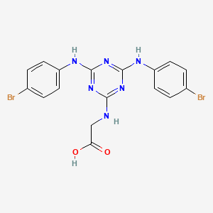 molecular formula C17H14Br2N6O2 B13139524 N-[4,6-Bis(4-bromoanilino)-1,3,5-triazin-2-yl]glycine CAS No. 62751-92-2