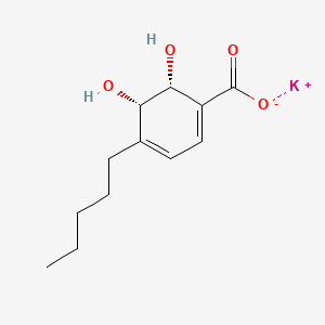 molecular formula C12H17KO4 B13139526 (2R,3S)-1-Carboxy-4-pentyl-2,3-dihydroxycyclohexa-4,6-diene potassium salt 