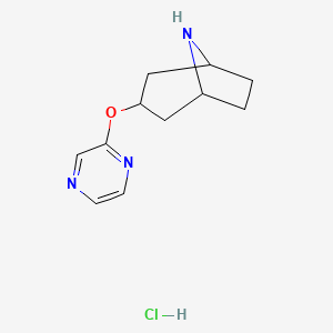 molecular formula C11H16ClN3O B13139566 3-(Pyrazin-2-yloxy)-8-azabicyclo[3.2.1]octane hydrochloride 