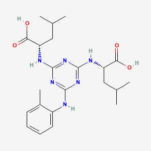 molecular formula C22H32N6O4 B13139618 (2S)-2-[[4-[[(1S)-1-carboxy-3-methylbutyl]amino]-6-(2-methylanilino)-1,3,5-triazin-2-yl]amino]-4-methylpentanoic acid CAS No. 63520-17-2