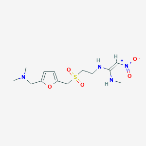 molecular formula C13H22N4O5S B13139677 N-(2-(((5-((Dimethylamino)methyl)furan-2-yl)methyl)sulfonyl)ethyl)-N-methyl-2-nitroethene-1,1-diamine 