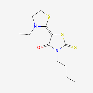 molecular formula C12H18N2OS3 B13139710 3-Butyl-5-(3-ethylthiazolidin-2-ylidene)-2-thioxothiazolidin-4-one CAS No. 83783-59-9