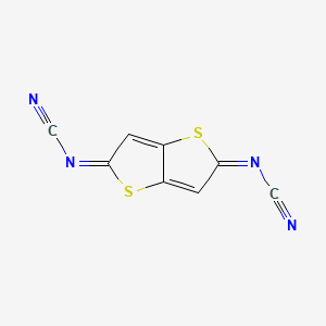 molecular formula C8H2N4S2 B13139791 Cyanamide, thieno[3,2-b]thiophene-2,5-diylidenebis- CAS No. 125594-14-1
