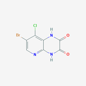 molecular formula C7H3BrClN3O2 B13139814 7-Bromo-8-chloropyrido[2,3-b]pyrazine-2,3(1H,4H)-dione 
