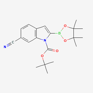 molecular formula C20H25BN2O4 B13139832 Tert-butyl 6-cyano-2-(4,4,5,5-tetramethyl-1,3,2-dioxaborolan-2-yl)indole-1-carboxylate 