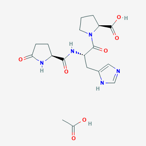 molecular formula C18H25N5O7 B13139998 H-Pyr-His-Pro-OH.CH3CO2H 