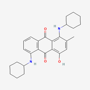 molecular formula C27H32N2O3 B13140101 9,10-Anthracenedione, 1,5-bis(cyclohexylamino)-4-hydroxy-2-methyl- CAS No. 69657-99-4