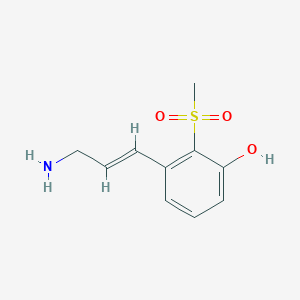 molecular formula C10H13NO3S B13140143 Phenol,3-(3-amino-1-propen-1-yl)-2-(methylsulfonyl)- 