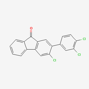 molecular formula C19H9Cl3O B13140335 3-Chloro-2-(3,4-dichlorophenyl)-9h-fluoren-9-one CAS No. 7145-64-4
