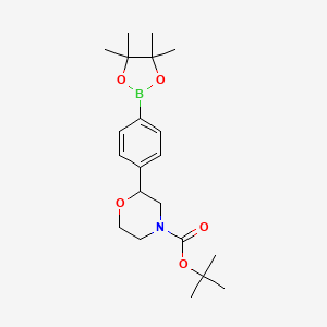 molecular formula C21H32BNO5 B13140368 Tert-butyl 2-(4-(4,4,5,5-tetramethyl-1,3,2-dioxaborolan-2-yl)phenyl)morpholine-4-carboxylate CAS No. 1131220-85-3
