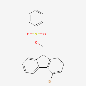 molecular formula C20H15BrO3S B13140434 (4-Bromo-9H-fluoren-9-yl)methylbenzenesulfonate 