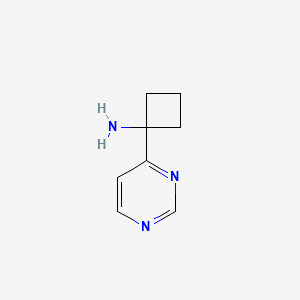 molecular formula C8H11N3 B13140555 1-(Pyrimidin-4-yl)cyclobutan-1-amine 