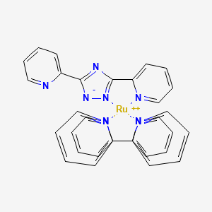 molecular formula C32H24N9Ru+ B13140729 2-(5-Pyridin-2-yl-1,4-diaza-2-azanidacyclopenta-3,5-dien-3-yl)pyridine;2-pyridin-2-ylpyridine;ruthenium(2+) 