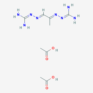 molecular formula C9H20N8O4 B13140737 Hydrazinecarboximidamide, 2,2'-(1-methyl-1,2-ethanediylidene)bis-, diacetate CAS No. 49719-89-3