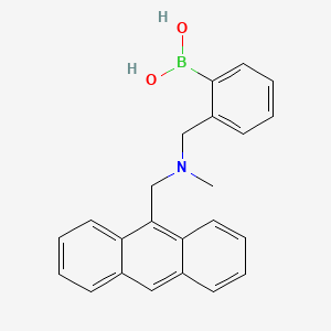 molecular formula C23H22BNO2 B13140803 Boronic acid, [2-[[(9-anthracenylmethyl)methylamino]methyl]phenyl]- CAS No. 156742-45-9