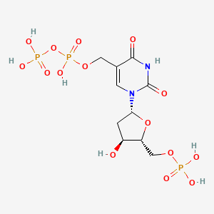 molecular formula C10H17N2O15P3 B13140871 [1-[(2R,4S,5R)-4-hydroxy-5-(phosphonooxymethyl)oxolan-2-yl]-2,4-dioxopyrimidin-5-yl]methyl phosphono hydrogen phosphate 