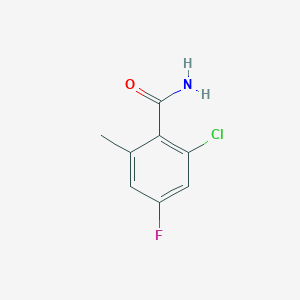 molecular formula C8H7ClFNO B13141064 2-Chloro-4-fluoro-6-methylbenzamide 