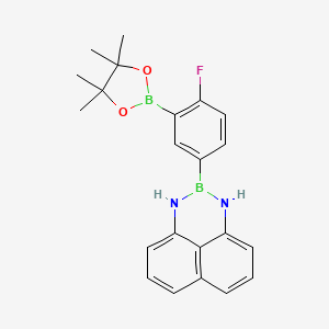 molecular formula C22H23B2FN2O2 B13141127 2-(4-Fluoro-3-(4,4,5,5-tetramethyl-1,3,2-dioxaborolan-2-yl)phenyl)-2,3-dihydro-1H-naphtho[1,8-de][1,3,2]diazaborinine 
