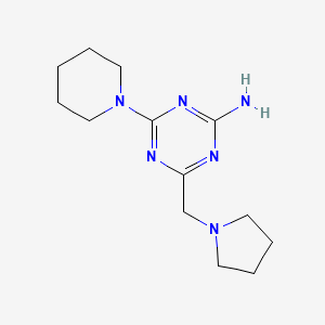 molecular formula C13H22N6 B13141135 s-Triazine, 2-amino-4-piperidino-6-(1-pyrrolidinylmethyl)- CAS No. 22404-26-8