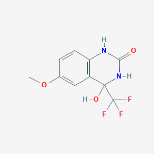 molecular formula C10H9F3N2O3 B13141190 4-Hydroxy-6-methoxy-4-(trifluoromethyl)-3,4-dihydroquinazolin-2(1H)-one 