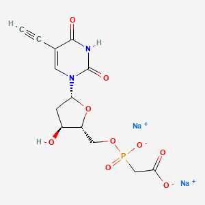 molecular formula C13H13N2Na2O9P B13141208 disodium;2-[[(2R,3S,5R)-5-(5-ethynyl-2,4-dioxopyrimidin-1-yl)-3-hydroxyoxolan-2-yl]methoxy-oxidophosphoryl]acetate 