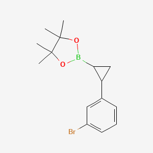 molecular formula C15H20BBrO2 B13141257 2-(2-(3-Bromophenyl)cyclopropyl)-4,4,5,5-tetramethyl-1,3,2-dioxaborolane 