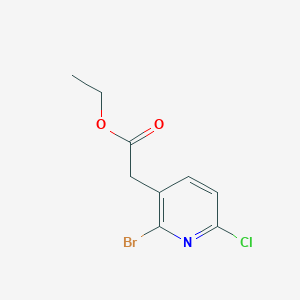 molecular formula C9H9BrClNO2 B13141356 ethyl 2-(2-bromo-6-chloropyridin-3-yl)acetate 