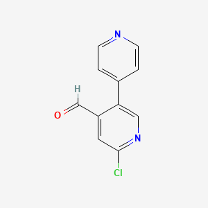 molecular formula C11H7ClN2O B13141370 6-Chloro-[3,4'-bipyridine]-4-carbaldehyde 