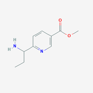 molecular formula C10H14N2O2 B13141375 3-Pyridinecarboxylicacid,6-(1-aminopropyl)-,methylester 