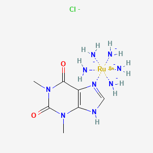 molecular formula C7H18ClN9O2Ru+2 B13141512 azanide;1,3-dimethyl-9H-purine-2,6-dione;ruthenium(8+);chloride 