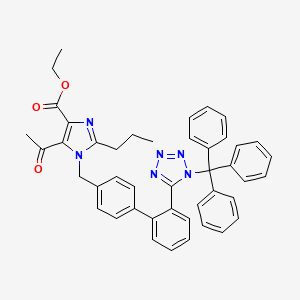 molecular formula C44H40N6O3 B13141520 Ethyl 5-acetyl-2-propyl-1-[[4-[2-(1-trityltetrazol-5-yl)phenyl]phenyl]methyl]imidazole-4-carboxylate 