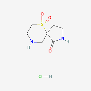molecular formula C7H13ClN2O3S B13141576 6,6-Dioxo-6lambda6-thia-2,9-diazaspiro[4.5]decan-1-one;hydrochloride 