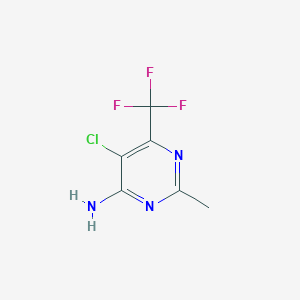 molecular formula C6H5ClF3N3 B13141591 5-Chloro-2-methyl-6-(trifluoromethyl)pyrimidin-4-amine 