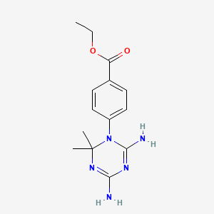 molecular formula C14H19N5O2 B13141639 Ethyl 4-(4,6-diamino-2,2-dimethyl-1,3,5-triazin-1-yl)benzoate CAS No. 17740-29-3
