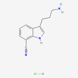molecular formula C12H14ClN3 B13141647 3-(3-Aminopropyl)-1H-indole-7-carbonitrile hcl 