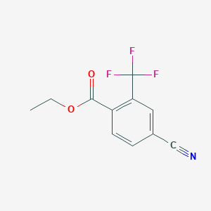 molecular formula C11H8F3NO2 B13141664 Ethyl 4-cyano-2-(trifluoromethyl)benzoate 