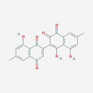 molecular formula C22H14O7 B13141667 3,8,8'-Trihydroxy-6,6'-dimethyl-2,2'-binaphthalene-1,1',4,4'-tetrone CAS No. 88381-84-4