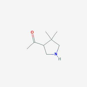 molecular formula C8H15NO B13141706 1-(4,4-Dimethylpyrrolidin-3-yl)ethanone 