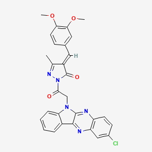 molecular formula C29H22ClN5O4 B13141737 3H-Pyrazol-3-one, 2,4-dihydro-2-((2-chloro-6H-indolo(2,3-b)quinoxalin-6-yl)acetyl)-4-((3,4-dimethoxyphenyl)methylene)-5-methyl- CAS No. 119457-17-9