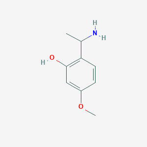 molecular formula C9H13NO2 B13141796 2-(1-Aminoethyl)-5-methoxyphenol 