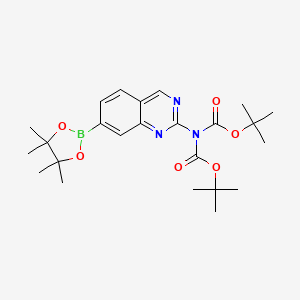 molecular formula C24H34BN3O6 B13141933 tert-butyl N-[(2-methylpropan-2-yl)oxycarbonyl]-N-[7-(4,4,5,5-tetramethyl-1,3,2-dioxaborolan-2-yl)quinazolin-2-yl]carbamate 
