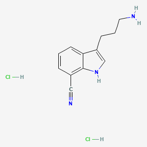 molecular formula C12H15Cl2N3 B13141948 3-(3-Aminopropyl)-1H-indole-7-carbonitrile 2hcl 