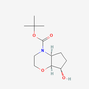 molecular formula C12H21NO4 B13142066 (4aS,7S,7aS)-tert-butyl7-hydroxyhexahydrocyclopenta[b][1,4]oxazine-4(4aH)-carboxylate 
