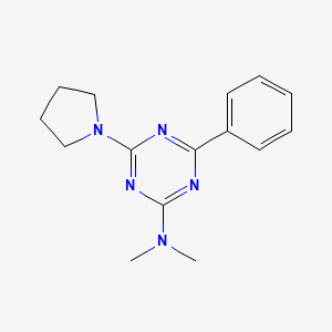 molecular formula C15H19N5 B13142089 N,N-Dimethyl-4-phenyl-6-(pyrrolidin-1-yl)-1,3,5-triazin-2-amine CAS No. 95033-60-6