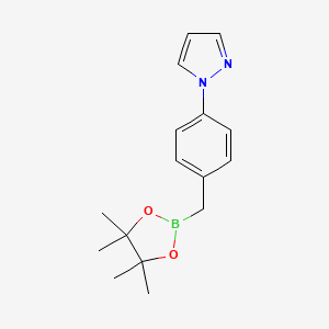 molecular formula C16H21BN2O2 B13142101 1-(4-((4,4,5,5-Tetramethyl-1,3,2-dioxaborolan-2-yl)methyl)phenyl)-1H-pyrazole 