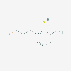 molecular formula C9H11BrS2 B13142128 3-(3-Bromopropyl)benzene-1,2-dithiol 