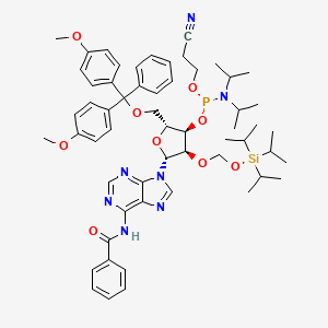 molecular formula C57H74N7O9PSi B13142212 N-[9-[(2R,3R,4R,5R)-5-[[bis(4-methoxyphenyl)-phenylmethoxy]methyl]-4-[2-cyanoethoxy-[di(propan-2-yl)amino]phosphanyl]oxy-3-[tri(propan-2-yl)silyloxymethoxy]oxolan-2-yl]purin-6-yl]benzamide 