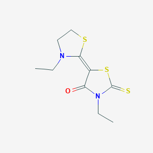 molecular formula C10H14N2OS3 B13142219 (5Z)-3-ethyl-5-(3-ethyl-1,3-thiazolidin-2-ylidene)-2-sulfanylidene-1,3-thiazolidin-4-one 